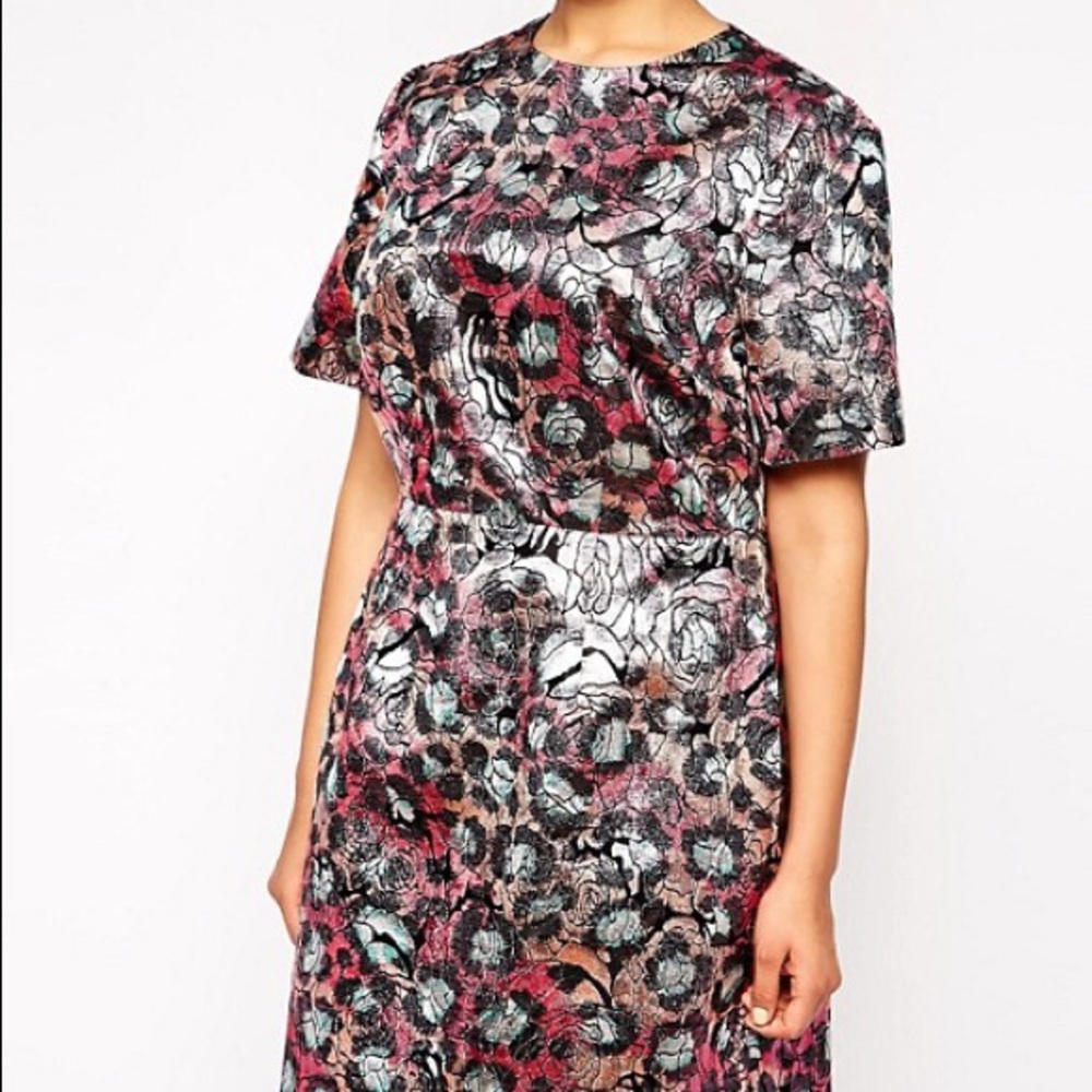 ASOS Curve Metallic Floral Shift Dress